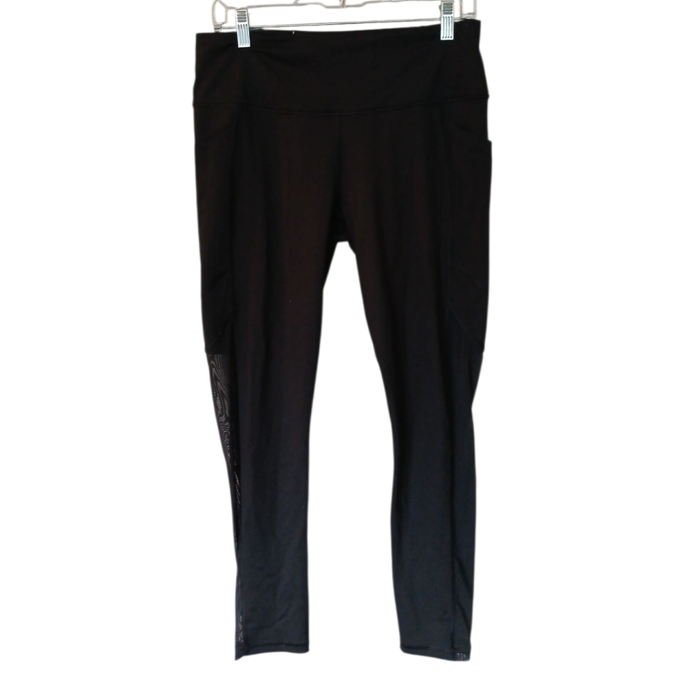 Victoria Sport Knockout Black Workout Tights With Mesh Sides Pockets Size Large